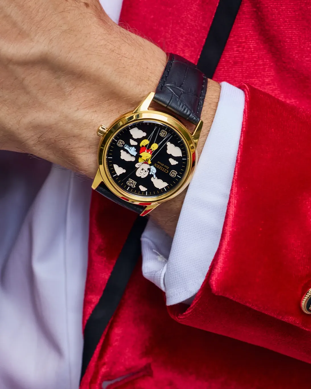 Soaring High Mickey Mouse Black Dial Leather Strap AW1862-06W